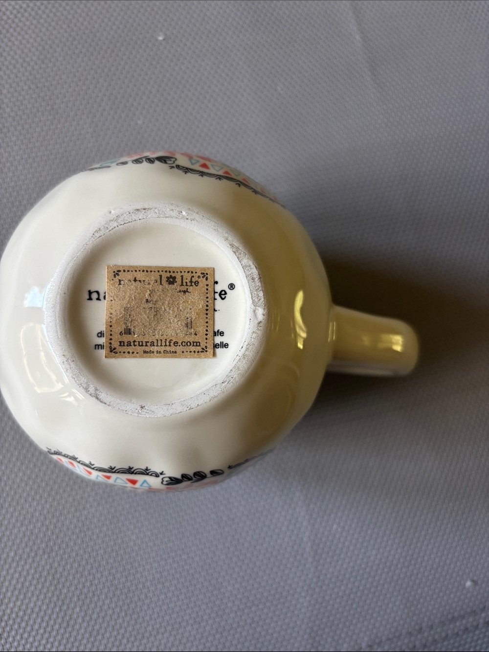 NATURAL LIFE White Ceramic Mug with Yellow, Coral & Teal Accents cup of sunshine - Picture 2 of 4
